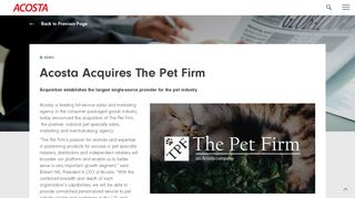Acosta Acquires The Pet Firm - Acosta – News and Publications