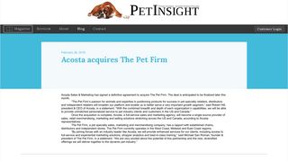 Acosta acquires The Pet Firm - Pet Insight