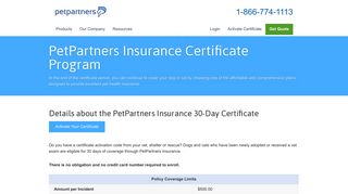 PetPartners Insurance Certificate | PetPartners