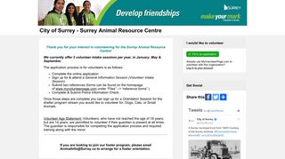 MyVolunteerPage - City of Surrey - Surrey Animal Resource Centre