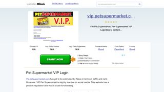 Vip.petsupermarket.com website. Pet Supermarket VIP Login.