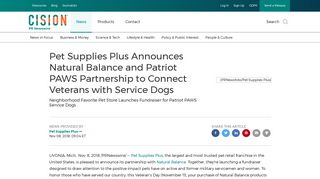 Pet Supplies Plus Announces Natural Balance and Patriot PAWS ...