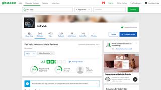 Pet Valu Sales Associate Reviews | Glassdoor.ca