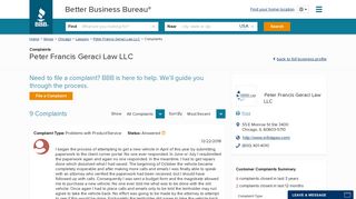 Peter Francis Geraci Law LLC | Complaints | Better Business Bureau ...