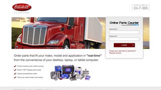 Online Parts Counter Login | Peterbilt