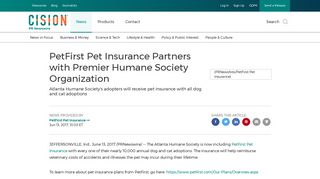 PetFirst Pet Insurance Partners with Premier Humane Society ...