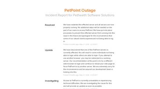Pethealth Software Solutions Status - PetPoint Outage