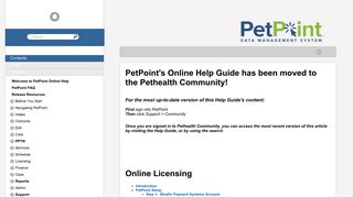 PetPoint Online Help - Online Licensing