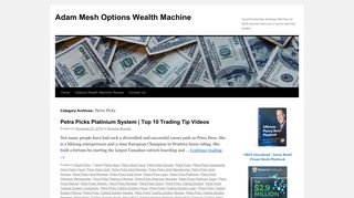 Petra Picks | - Adam Mesh Options Wealth Machine