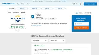 Petro - ConsumerAffairs.com