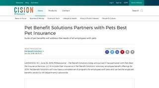 Pet Benefit Solutions Partners with Pets Best Pet Insurance