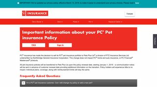 Pet Insurance | PC Insurance