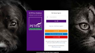 UK PETtrac Database Login For Pet Owners