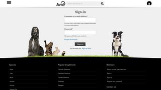 Avid Pet Recovery Platform: Sign-in