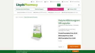 Petyme 400microgram MR capsules | LloydsPharmacy