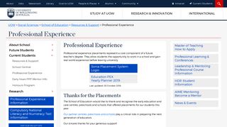 Professional Experience - School of Education @ UOW