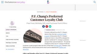 P.F. Chang's Preferred Customer Loyalty Club - The Balance Everyday