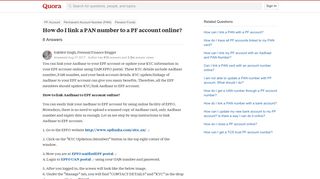 How to link a PAN number to a PF account online - Quora