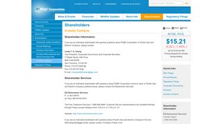 PG&E Corporation - Shareholders - Investor Contacts