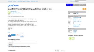 [pgAdmin-Support] Login in pgAdmin as another user - Grokbase