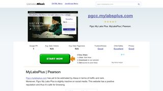 Pgcc.mylabsplus.com website. MyLabsPlus | Pearson.