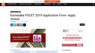Karnataka PGCET 2019 Application Form- Apply Online! | AglaSem ...