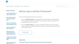 How do I sign in with One Time Access? – PG&E Help Center