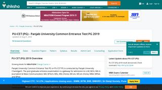 PU-CET (PG) 2019 Exam: Registration, Syllabus, Results, Dates at ...
