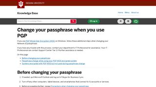 Change your passphrase when you use PGP - IU Knowledge Base