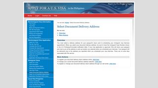 Apply for a U.S. Visa | Select Document Delivery Address - Philippines ...