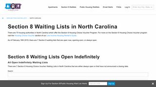 North Carolina Section 8 Waiting Lists Open Now