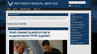 Web-based questionnaire supplements PHA system > Air Force ...