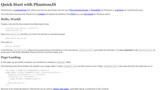 Quick Start with PhantomJS