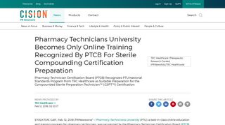 Pharmacy Technicians University Becomes Only Online Training ...