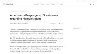 AmerisourceBergen gets U.S. subpoena regarding Memphis plant ...