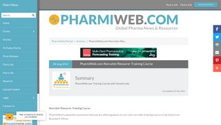 PharmiWeb.com Recruiter/Resourer Training Course - Feature ...