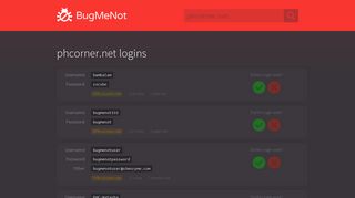 phcorner.net passwords - BugMeNot