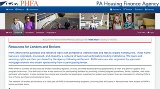 Lenders and Brokers Resources and Forms | Homeownership ... - PHFA