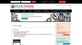 PHFCU Apps - Pearl Hawaii Federal Credit Union