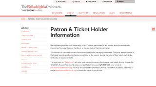 Patron & Ticket Holder Information | The Philadelphia Orchestra