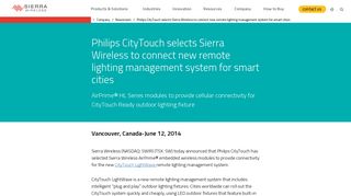 News Release - Philips CityTouch selects Sierra Wireless to connect ...