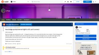 Hue bridge portal/internet light is off, can't connect : Hue - Reddit