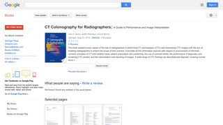 CT Colonography for Radiographers: A Guide to Performance and Image ...
