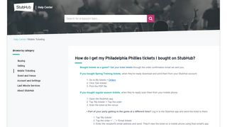 How do I get my Philadelphia Phillies tickets I bought on StubHub?