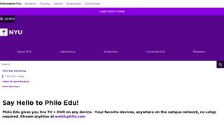 Philo Edu Streaming - NYU