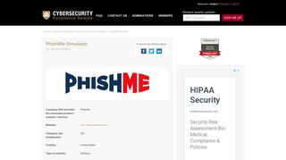 PhishMe Simulator - Cybersecurity Excellence Awards