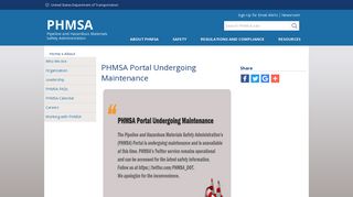 PHMSA Portal Undergoing Maintenance | PHMSA