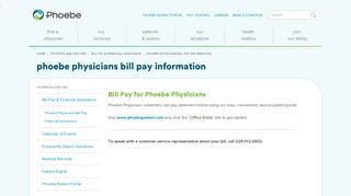 Phoebe Physicians Bill Pay Information - Phoebe Putney