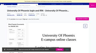 University Of Phoenix login and IRN - University Of Phoenix E-campus ...