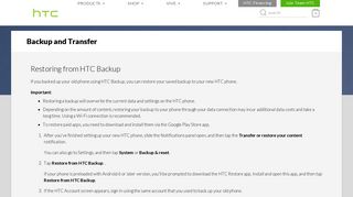 Restoring from HTC Backup | HTC Support